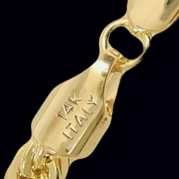 14kt gold Bonded‎ stamped chain necklace 16 inch (NOT SOLID GOLD - Picture 2 of 2